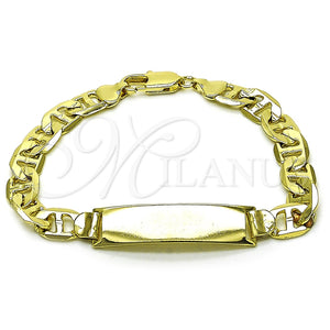 Pulsera con Placa 03.213.0369.08 Oro Laminado, Diseño de Mariner, Diamantado, Tono Dorado (Thickness, 8 Inches Length)
