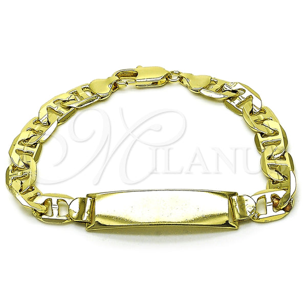 Pulsera con Placa 03.213.0369.08 Oro Laminado, Diseño de Mariner, Diamantado, Tono Dorado (Thickness, 8 Inches Length)