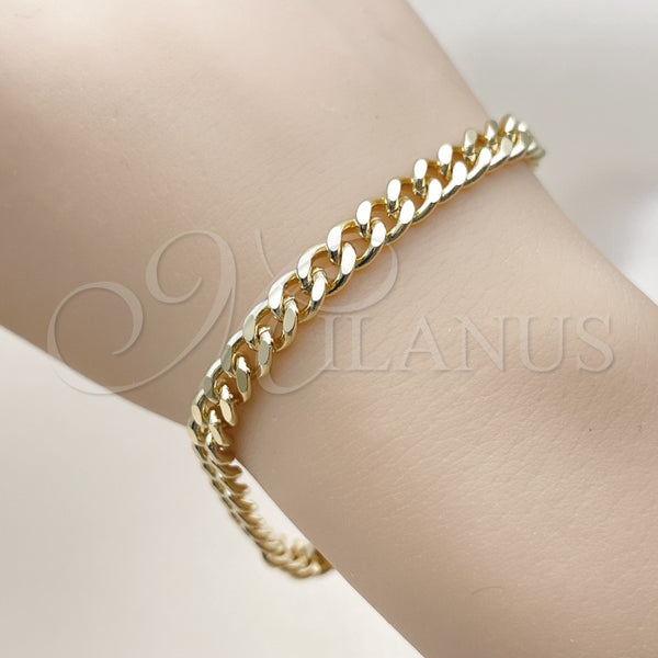 Pulsera Básica 03.213.0100.07 Oro Laminado, Diseño de Miami Cubana, Pulido, Tono Dorado (Grosor 06 MM, 7 Pulgadas de Largo)