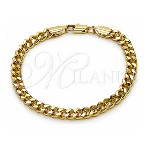 Pulsera Básica 03.213.0100.07 Oro Laminado, Diseño de Miami Cubana, Pulido, Tono Dorado (Grosor 06 MM, 7 Pulgadas de Largo)