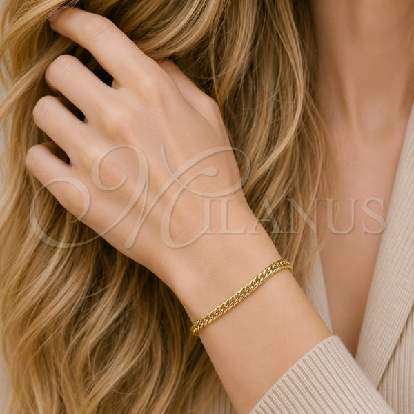 Pulsera Básica 03.213.0299.07 Oro Laminado, Pulido, Tono Dorado (Grosor 04 MM, 8 Pulgadas de Largo)