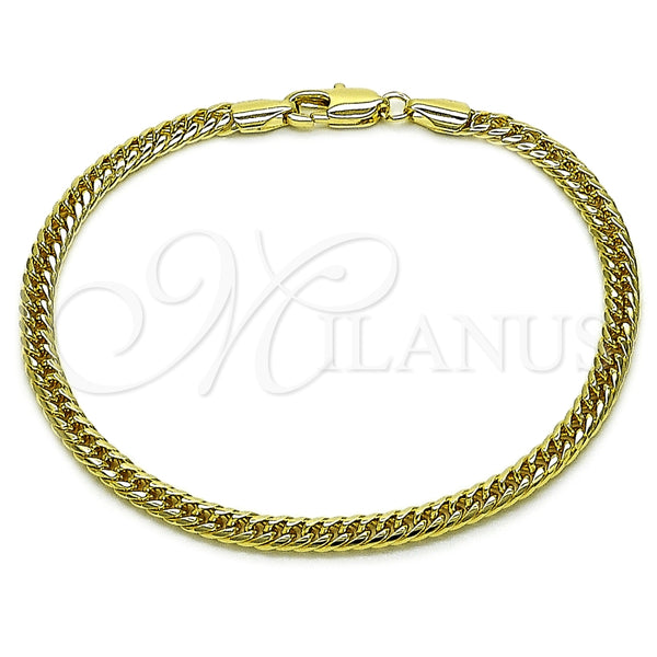 Pulsera Básica 03.213.0299.07 Oro Laminado, Pulido, Tono Dorado (Grosor 04 MM, 8 Pulgadas de Largo)