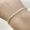 Pulsera Básica 04.213.0356.09 Oro Laminado, Diseño de Cubana Concava, Pulido, Tono Dorado (Thickness, 9 Inches Length)