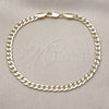 Pulsera Básica 04.213.0356.09 Oro Laminado, Diseño de Cubana Concava, Pulido, Tono Dorado (Thickness, 9 Inches Length)