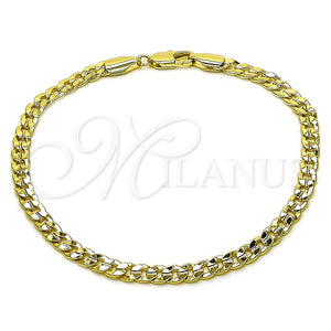 Pulsera Básica 04.213.0356.09 Oro Laminado, Diseño de Cubana Concava, Pulido, Tono Dorado (Thickness, 9 Inches Length)
