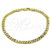 Pulsera Básica 04.213.0356.09 Oro Laminado, Diseño de Cubana Concava, Pulido, Tono Dorado (Thickness, 9 Inches Length)