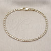 Pulsera Básica 04.213.0357.07 Oro Laminado, Diseño de Cubana y Cubana Pave, Diamantado, Tono Dorado (Thickness, 8 Inches Length)