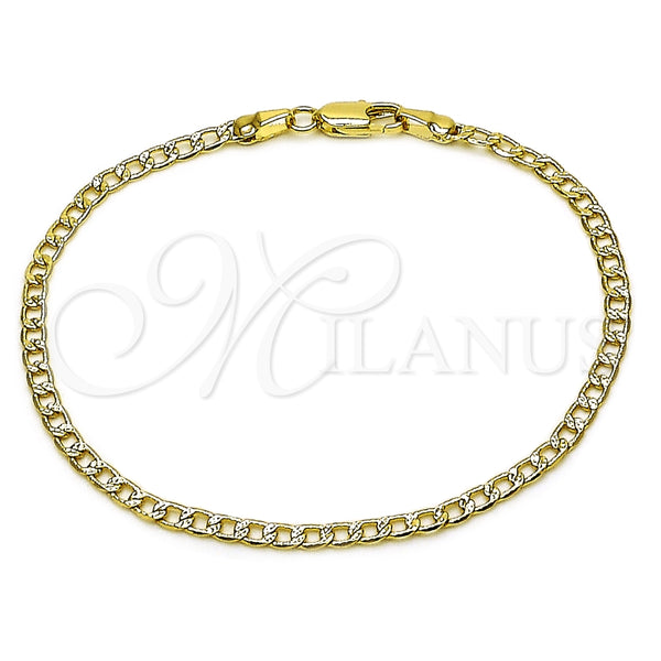 Pulsera Básica 04.213.0357.07 Oro Laminado, Diseño de Cubana y Cubana Pave, Diamantado, Tono Dorado (Thickness, 8 Inches Length)