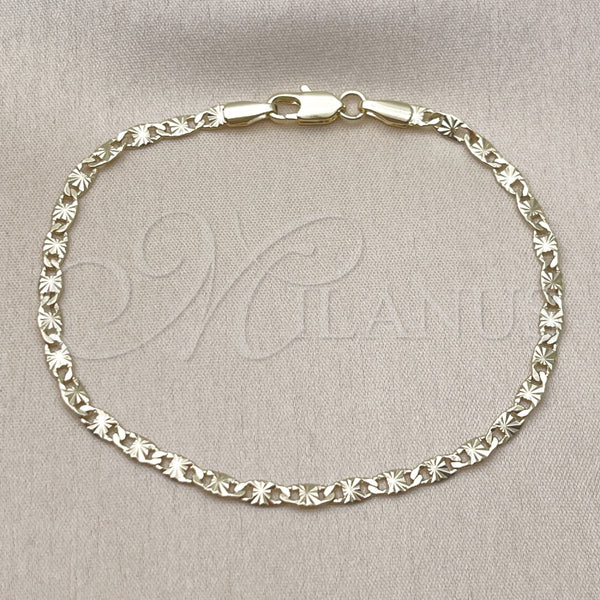 Pulsera Básica 04.213.0243.07 Oro Laminado, Diseño de Mariner, Diamantado, Tono Dorado (03 MM Thickness, 8 Inches Length)