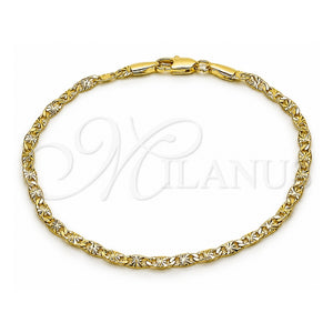 Pulsera Básica 04.213.0243.07 Oro Laminado, Diseño de Mariner, Diamantado, Tono Dorado (03 MM Thickness, 8 Inches Length)