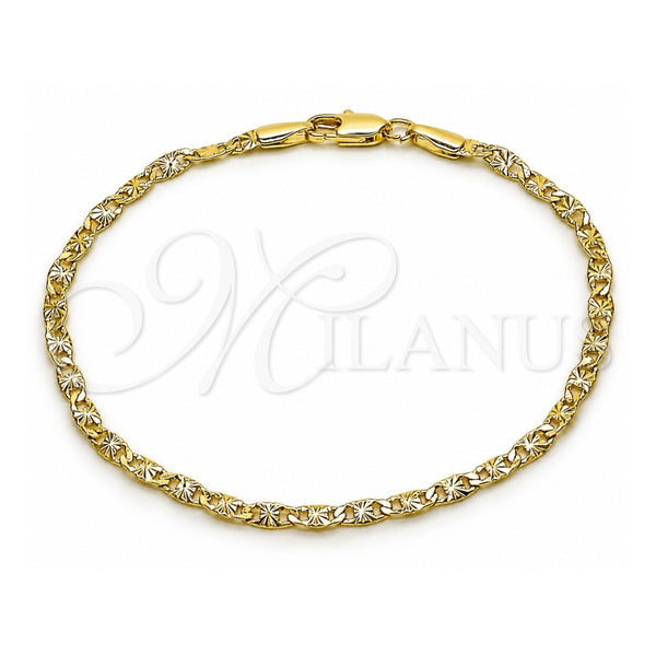 Pulsera Básica 04.213.0243.07 Oro Laminado, Diseño de Mariner, Diamantado, Tono Dorado (03 MM Thickness, 8 Inches Length)