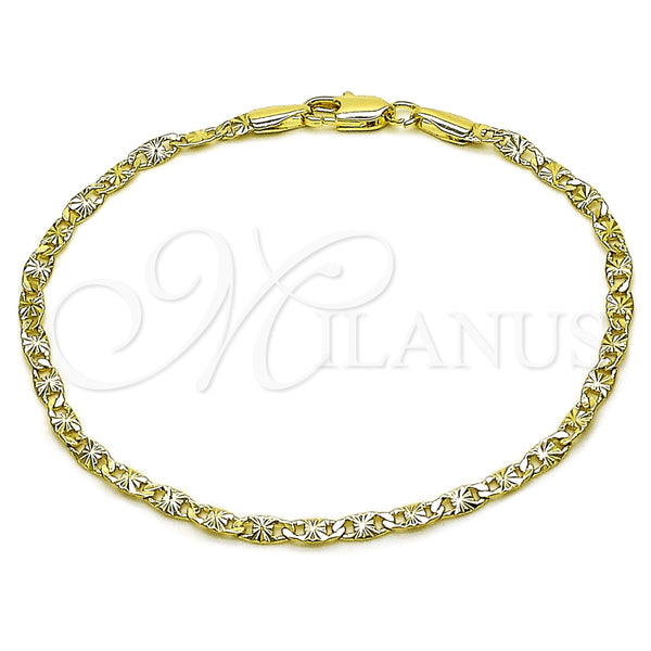 Pulsera Básica 04.213.0243.07 Oro Laminado, Diseño de Mariner, Diamantado, Tono Dorado (03 MM Thickness, 8 Inches Length)