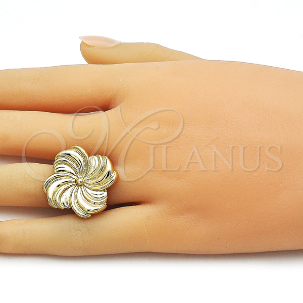 Anillo Elegante 01.282.0004 Oro Laminado, Diseño de Flor, Pulido, Tono Dorado (One size fits all)