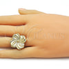 Anillo Elegante 01.282.0004 Oro Laminado, Diseño de Flor, Pulido, Tono Dorado (One size fits all)
