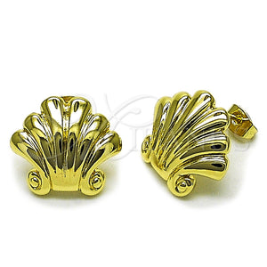Arete Dormilona 02.282.0045 Oro Laminado, Diseño de Concha, Pulido, Tono Dorado