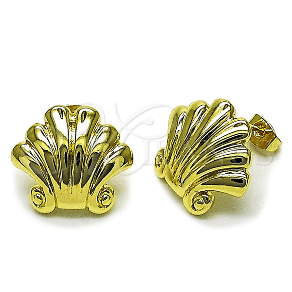 Arete Dormilona 02.282.0045 Oro Laminado, Diseño de Concha, Pulido, Tono Dorado