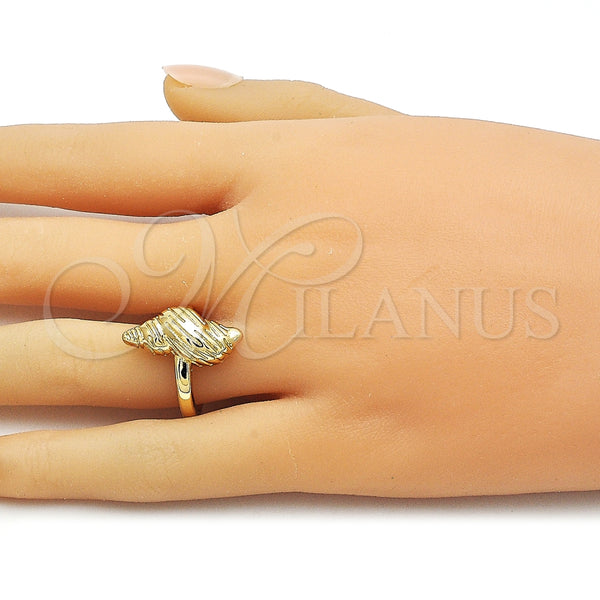 Anillo Elegante 01.282.0005 Oro Laminado, Diseño de Caracol, Diamantado, Tono Dorado (One size fits all)