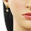 Arete Dormilona 02.282.0046 Oro Laminado, Diseño de Estrella, con Multicolor Micro Pave, Pulido, Tono Dorado