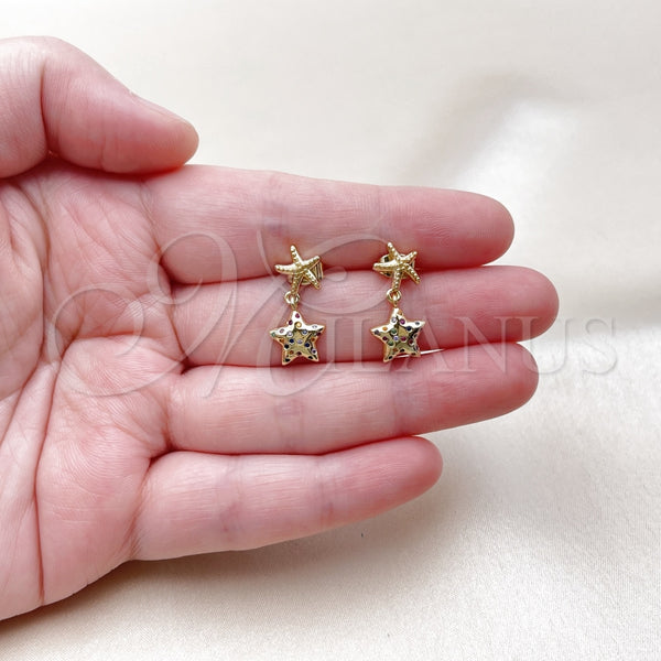 Arete Dormilona 02.282.0046 Oro Laminado, Diseño de Estrella, con Multicolor Micro Pave, Pulido, Tono Dorado