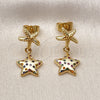 Arete Dormilona 02.282.0046 Oro Laminado, Diseño de Estrella, con Multicolor Micro Pave, Pulido, Tono Dorado