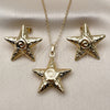 Juego de Arete y Dije de Adulto 10.282.0011 Oro Laminado, Diseño de Estrella y Caracol, Pulido, Tono Dorado