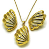 Juego de Arete y Dije de Adulto 10.282.0013 Oro Laminado, Diseño de Concha y Hueco, Pulido, Tono Dorado