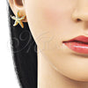 Arete Dormilona 02.282.0048 Oro Laminado, Diseño de Estrella y Hueco, Diamantado, Tono Dorado