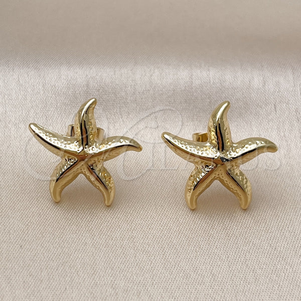 Arete Dormilona 02.282.0048 Oro Laminado, Diseño de Estrella y Hueco, Diamantado, Tono Dorado
