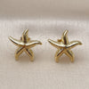 Arete Dormilona 02.282.0048 Oro Laminado, Diseño de Estrella y Hueco, Diamantado, Tono Dorado