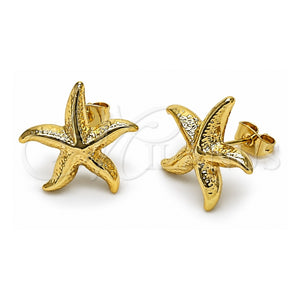 Arete Dormilona 02.282.0048 Oro Laminado, Diseño de Estrella y Hueco, Diamantado, Tono Dorado