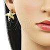 Arete Dormilona 02.282.0049 Oro Laminado, Diseño de Estrella y Hueco, Pulido, Tono Dorado