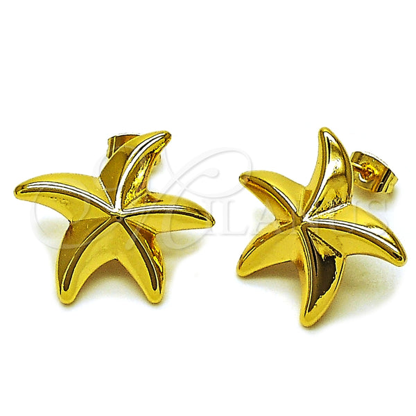 Arete Dormilona 02.282.0049 Oro Laminado, Diseño de Estrella y Hueco, Pulido, Tono Dorado