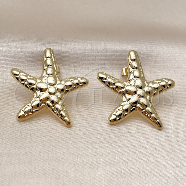 Arete Dormilona 02.282.0050 Oro Laminado, Diseño de Estrella, Pulido, Tono Dorado