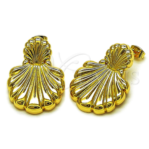 Arete Dormilona 02.282.0052 Oro Laminado, Diseño de Concha, Pulido, Tono Dorado
