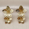 Arete Dormilona 02.282.0062 Oro Laminado, Diseño de Flor, Diamantado, Tono Dorado