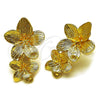 Arete Dormilona 02.282.0062 Oro Laminado, Diseño de Flor, Diamantado, Tono Dorado