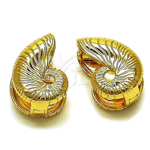 Argolla Huggie 02.282.0064.15 Oro Laminado, Diseño de Caracol, Diamantado, Tono Dorado