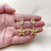 Arete Colgante 02.282.0066 Oro Laminado, Diseño de Estrella y Caracol, Mate, Tono Dorado
