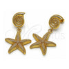 Arete Colgante 02.282.0066 Oro Laminado, Diseño de Estrella y Caracol, Mate, Tono Dorado