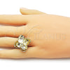 Anillo Elegante 01.213.0068 Oro Laminado, Diseño de Flor, Diamantado, Tono Dorado (One size fits all)
