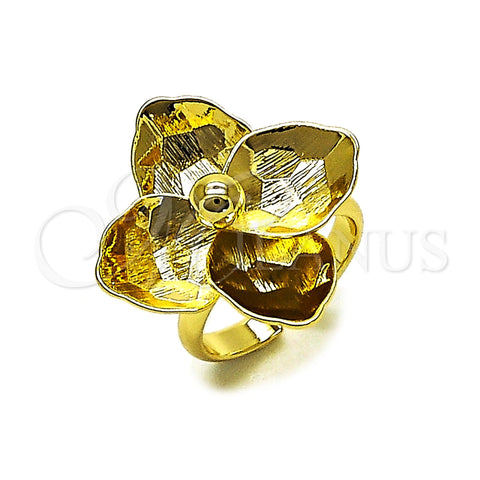 Anillo Elegante 01.213.0068 Oro Laminado, Diseño de Flor, Diamantado, Tono Dorado (One size fits all)