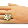 Anillo Elegante 01.213.0069 Oro Laminado, Diseño de Flor, Diamantado, Tono Dorado (One size fits all)