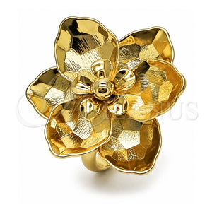 Anillo Elegante 01.213.0069 Oro Laminado, Diseño de Flor, Diamantado, Tono Dorado (Talla Unica)