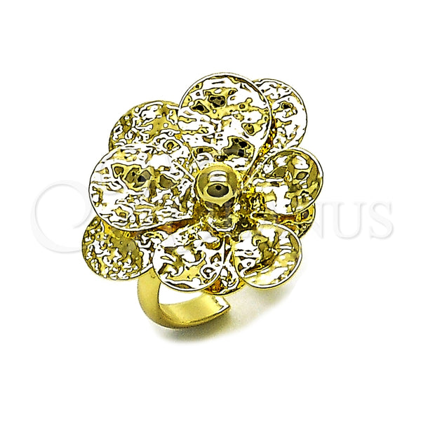 Anillo Elegante 01.213.0070 Oro Laminado, Diseño de Flor, Diamantado, Tono Dorado (One size fits all)
