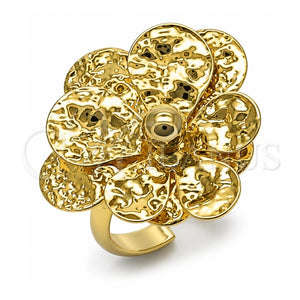 Anillo Elegante 01.213.0070 Oro Laminado, Diseño de Flor, Diamantado, Tono Dorado (Talla Unica)
