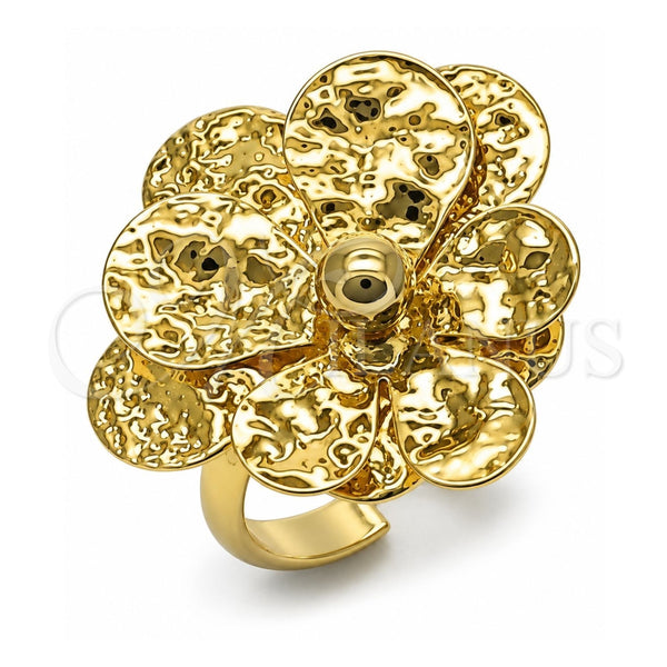Anillo Elegante 01.213.0070 Oro Laminado, Diseño de Flor, Diamantado, Tono Dorado (Talla Unica)