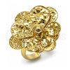 Anillo Elegante 01.213.0070 Oro Laminado, Diseño de Flor, Diamantado, Tono Dorado (Talla Unica)