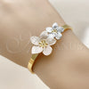 Aro Individual 07.170.0074.1 Oro Laminado, Diseño de Flor, Diamantado, Tres Tonos (Thickness, One size fits all)