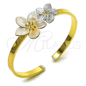 Aro Individual 07.170.0074.1 Oro Laminado, Diseño de Flor, Diamantado, Tres Tonos (Thickness, One size fits all)