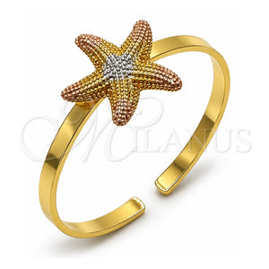 Aro Individual 07.282.0047.1 Oro Laminado, Diseño de Estrella, Mate, Tres Tonos (Grosor 04 MM, Talla Unica)